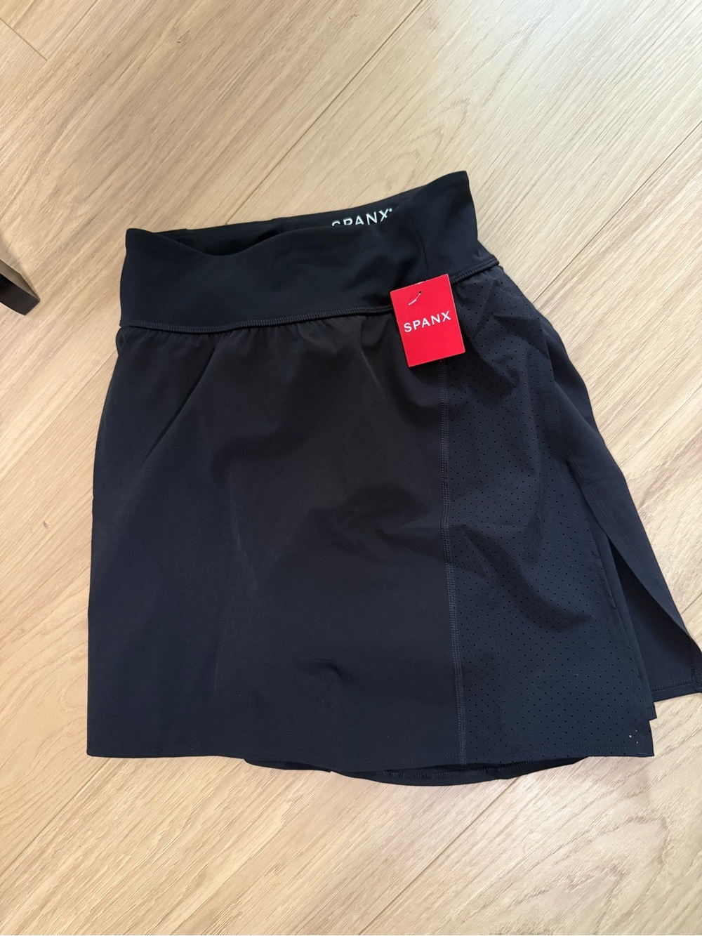 SPANX Black Athletic Skort with Perforated Side Panel